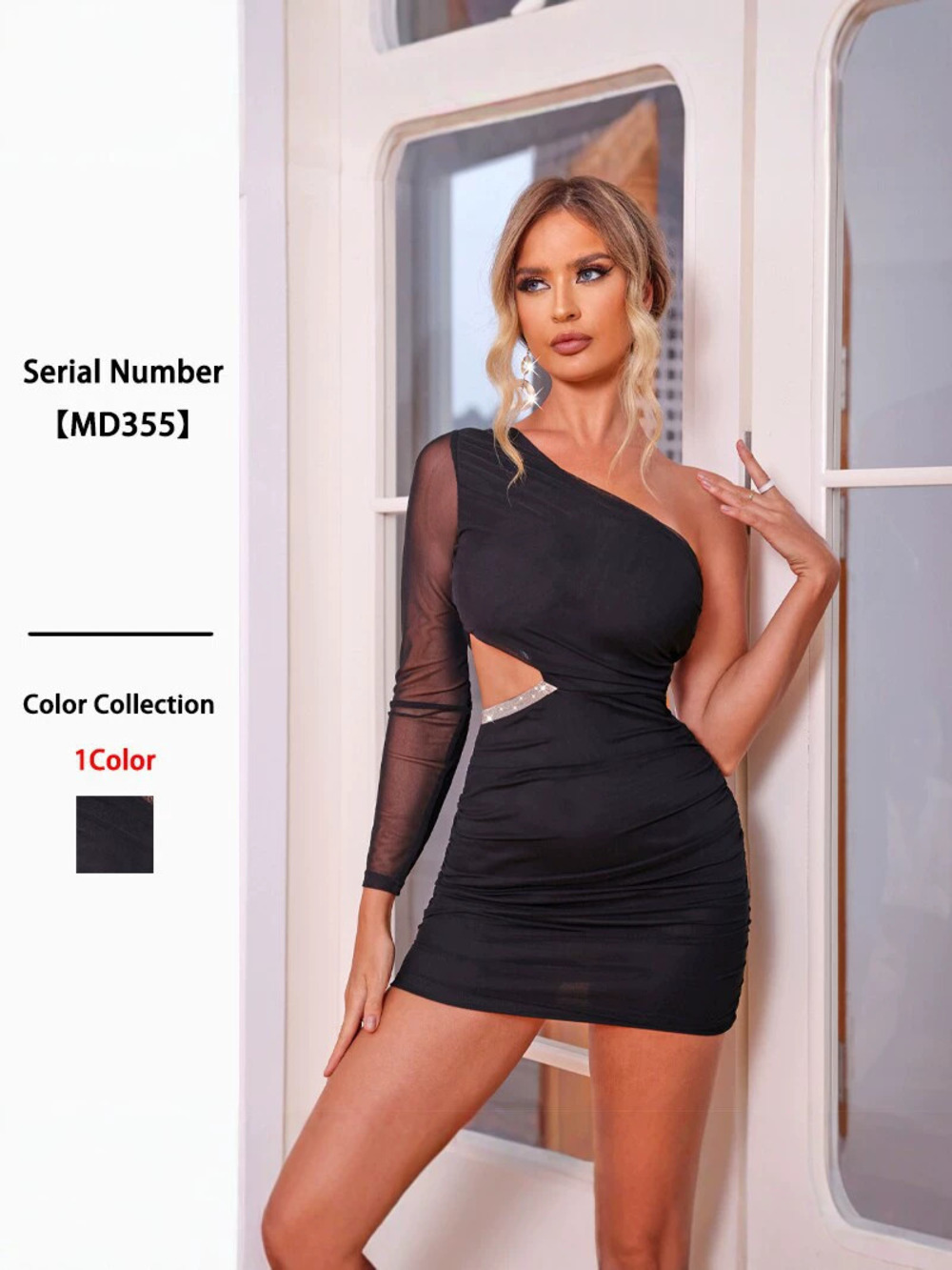 One Shoulder Sequin Bodycon Mini Dress Sexy Party Dress for Women